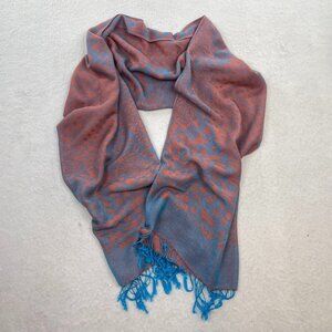 Coral Blue Floral Pashmina Scarves for Women Shawl Head Wraps Festival Rave